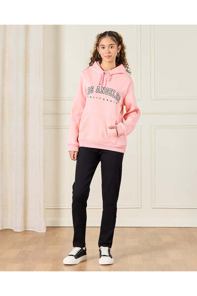 REDTAG Senior Girls Pink Los Angeles Print Sweatshirt