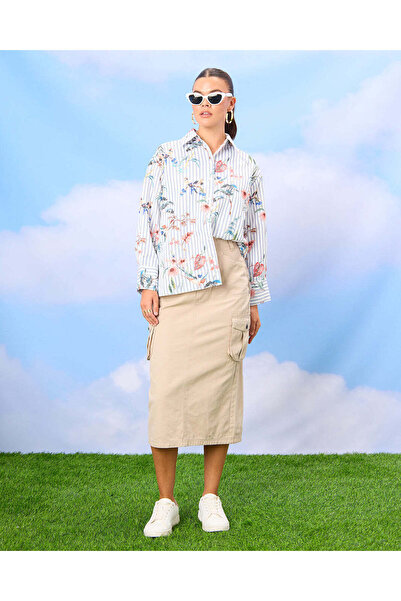 REDTAG Women Beige Cargo Pocket Skirt