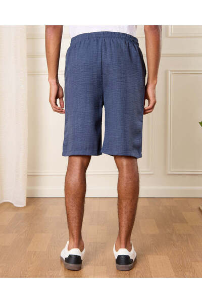 REDTAG Men Navy Solid Lounge Shorts