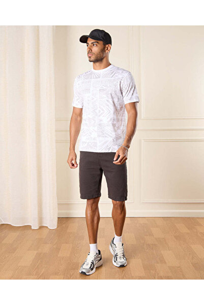 REDTAG Men Grey Knit Denim Shorts