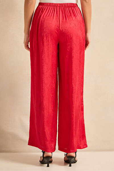 REDTAG Women Red Wide Leg Trousers
