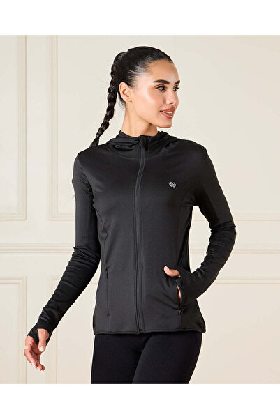 REDTAG Women Black Zip Through Active Jacket