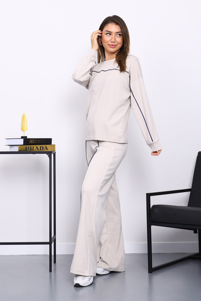 İmajButik Taş Piped Detail Sweat Pants Set