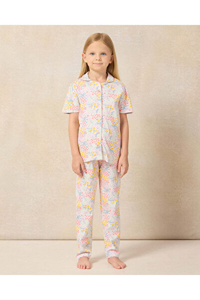 REDTAG طقم بيجامة بناتي مطبوع زهور باللون الأبيض (قطعتين)