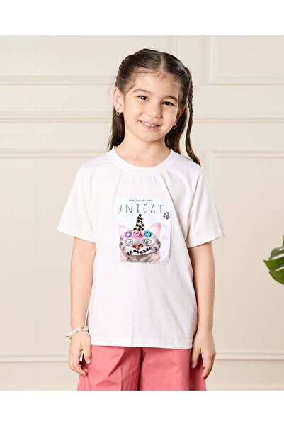 REDTAG Girls Pink And White Embellished Casual Set (2 Piece)