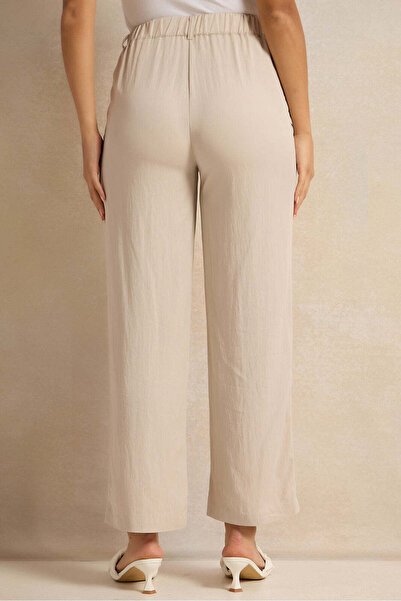 REDTAG Women Beige Solid Trousers
