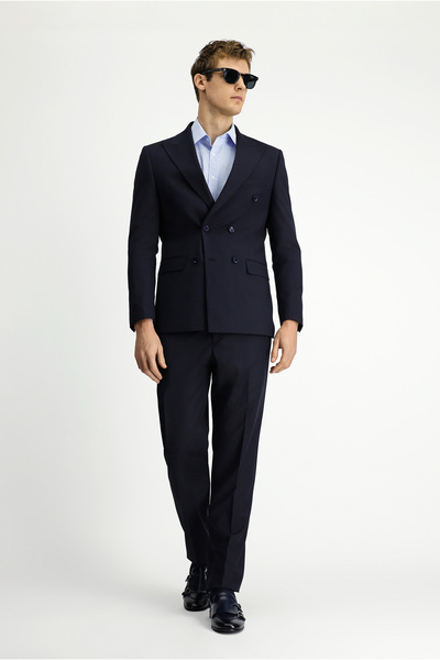 Kiğılı Regular Fit Wool Striped Double Breasted Closure Suit