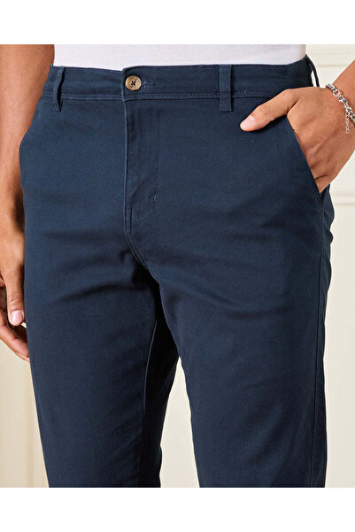 REDTAG Men Navy Casual Trousers