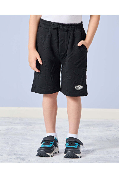 REDTAG Boys Black Embossed T-Shirt And Short Set (2 Piece)