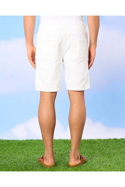 REDTAG Men White Denim Shorts