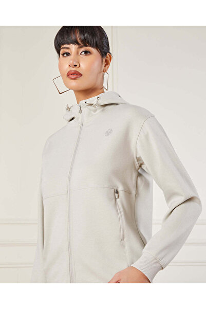 REDTAG Women Ecru Hooded Active Sweatshirt