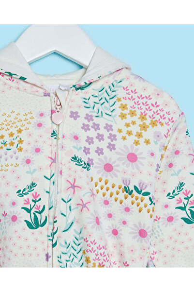 REDTAG Infant Girls Assorted All Over Print Hooded Zip Through Sweatshirt