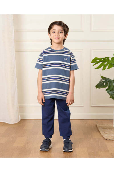 REDTAG Boys Navy Twill Joggers