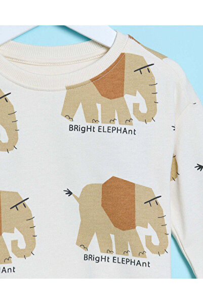 REDTAG Infant Boys Ivory Printed Sweatshirt