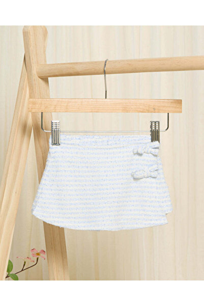 REDTAG Infant Girls White And Blue Striped Skort Set (2 Piece)