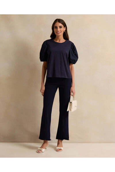 REDTAG Women Navy Flared Trousers