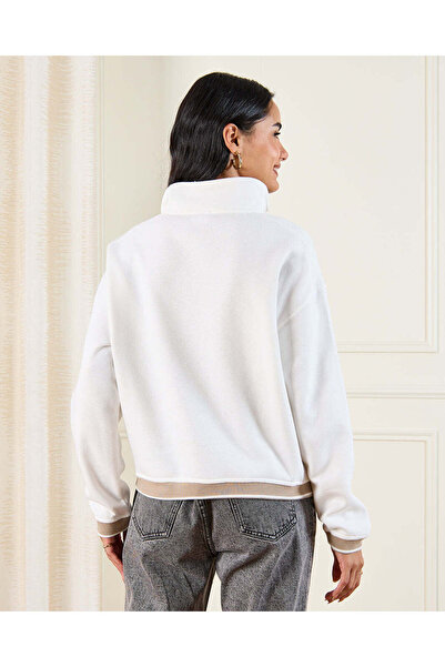 REDTAG Women Ivory Turtle Neck Active Sweatshirt