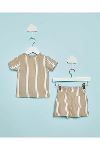 REDTAG Infant Boys Beige Striped Set (2 Piece)