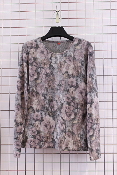 YXL COLLECTION Women's Plus Size Lycra Crew Neck Mix Pattern Soft Sweater Mother Blouse