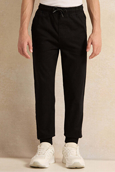 REDTAG Senior Boys Black Basic Pull On Joggers