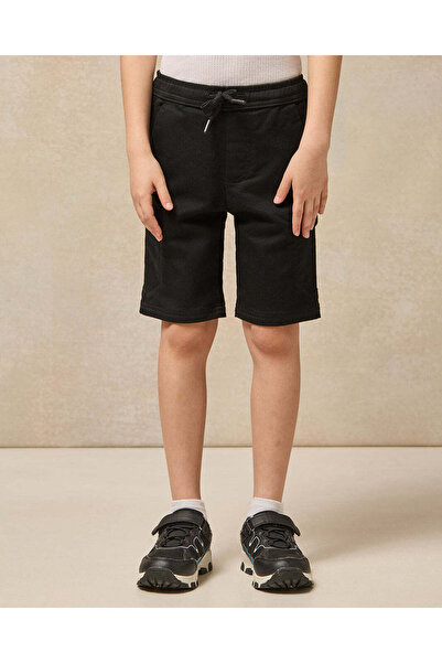REDTAG Boys Black Cargo Pocket Denim Shorts