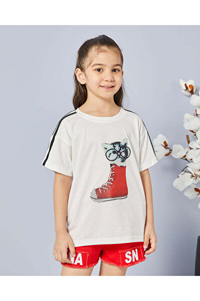 REDTAG Girls White And Red Printed Casual Set (2 Piece)