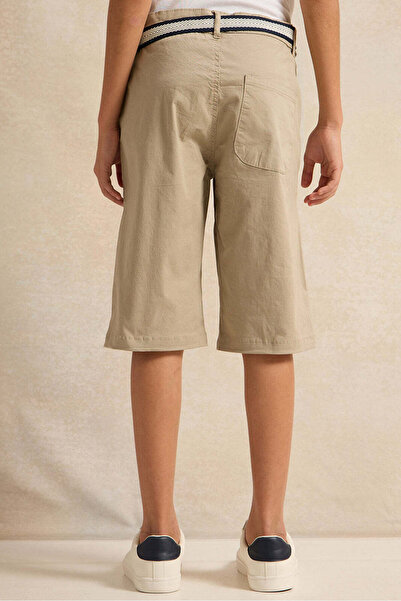 REDTAG Boys Beige Shorts With Belt