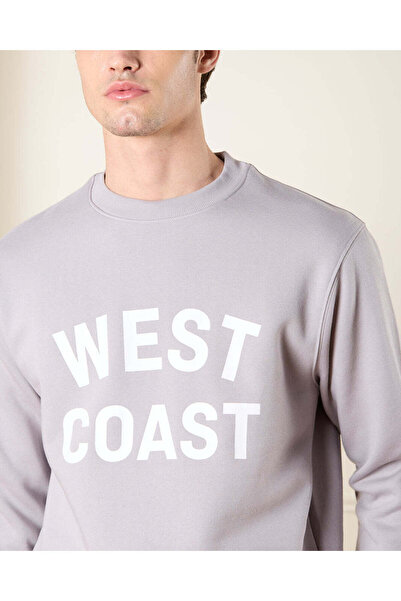 REDTAG Men Charcoal Graphic Sweatshirt