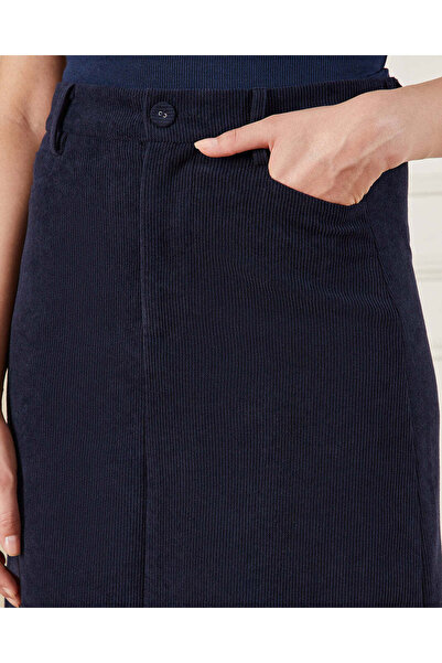 REDTAG Women Navy Corduroy Skirt