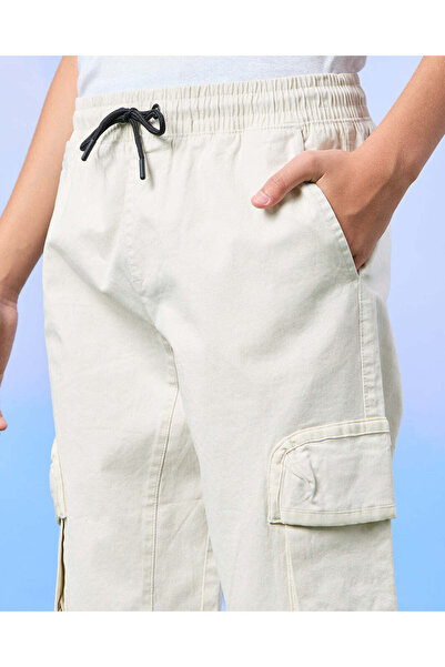 REDTAG Senior Boys Cream Cargo Trousers