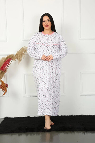alfa expres Clothing Plus Size Long Sleeve White Mother Nightgown