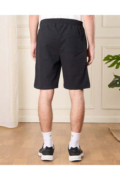 REDTAG Men Black Ottoman Lounge Shorts