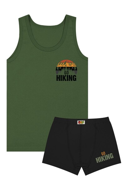 Öts Boy's Singlet Boxer ελαστικό ύφασμα Khaki Go Hiking (96% βαμβάκι - 4% ελαστάνη)
