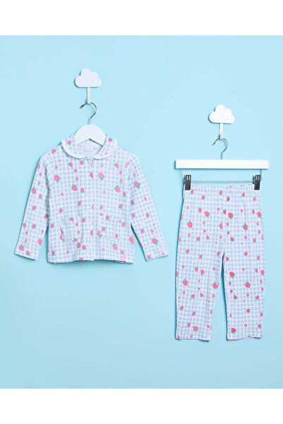 REDTAG Infant Girls Blue Printed Pyjama Set(2 Piece)