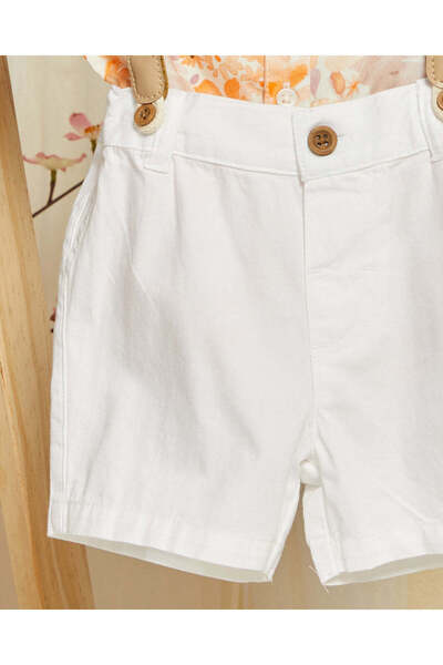 REDTAG Infant Boys Orange Printed Bow Shirt With Shorts (3 Piece)