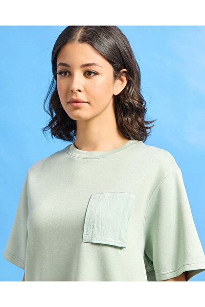 REDTAG Women Mint Crew Neck Active T-Shirt