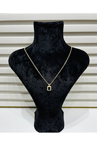 RM Bijuteri Gold Zircon Stone Baguette Necklace