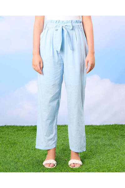 REDTAG Senior Girls Blue Tapered Pants
