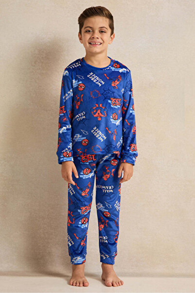 REDTAG Boys Blue Printed Pyjama Set (2 Piece)
