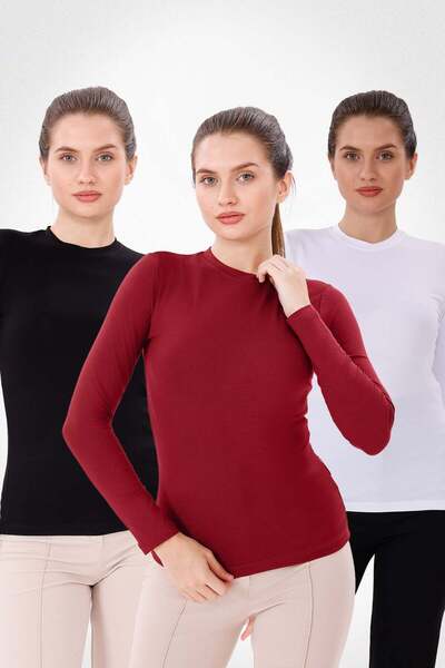 Yade Fashion Uzun Kol Bisiklet Yaka Body 3'lü Set