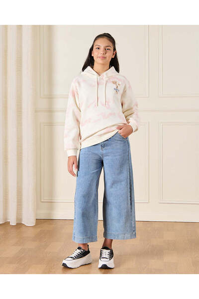 REDTAG Senior Girls White Hooded Sweatshirt