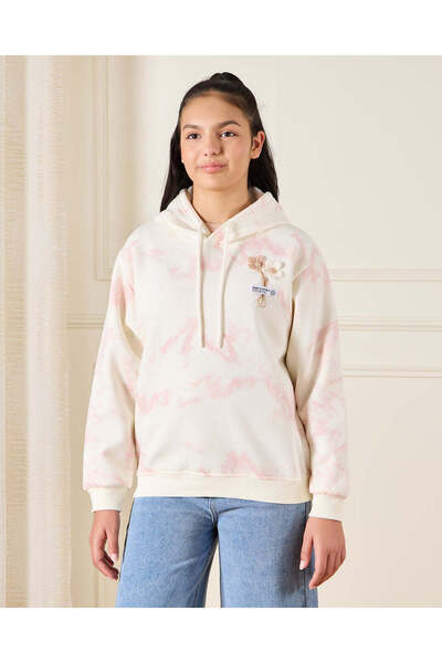 REDTAG Senior Girls White Hooded Sweatshirt