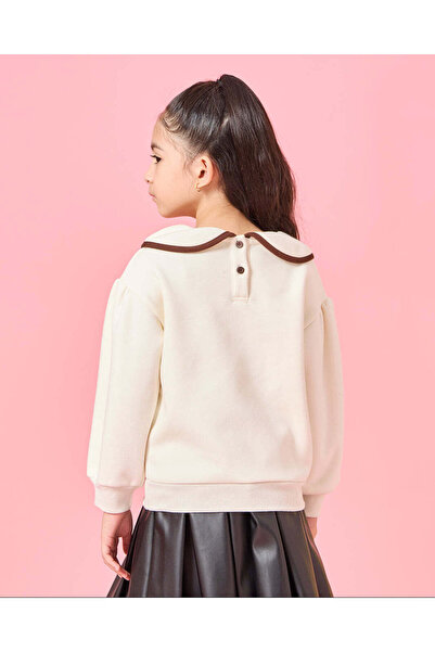 REDTAG Girls Ivory Placement Print Sweatshirt