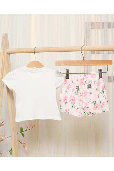 REDTAG Infant Girls White & Pink Fairy Print Casual Set (2 Piece)