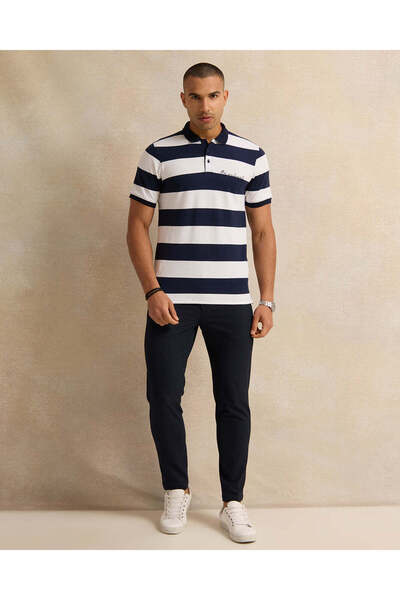 REDTAG Men Navy Plain Formal Trousers