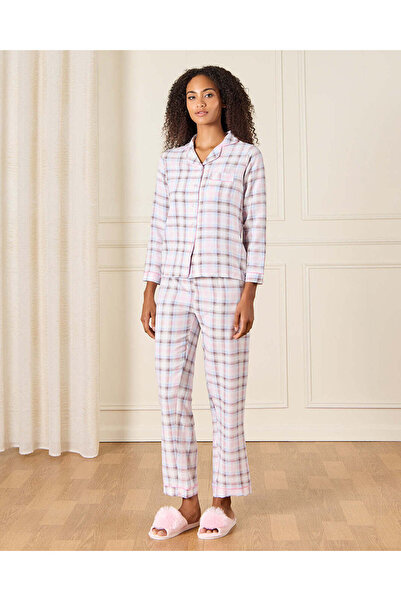 REDTAG Women Blue And White Collared Pyjama Set (2 Piece)