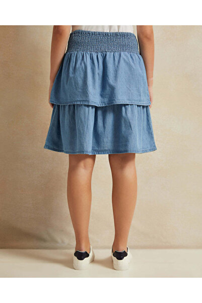 REDTAG Senior Girls Blue Denim Tiered Skirt