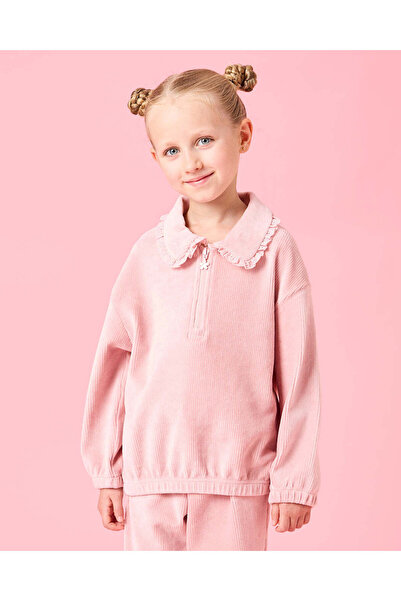 REDTAG Girls Pink Ribbed Jogger Set (2 Piece)