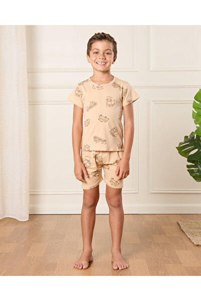 REDTAG طقم بيجامة مطبوع للأولاد باللون البيج