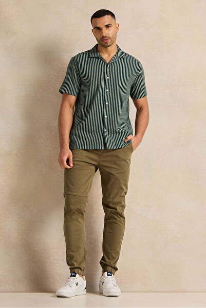 REDTAG Men GreenTwill Joggers